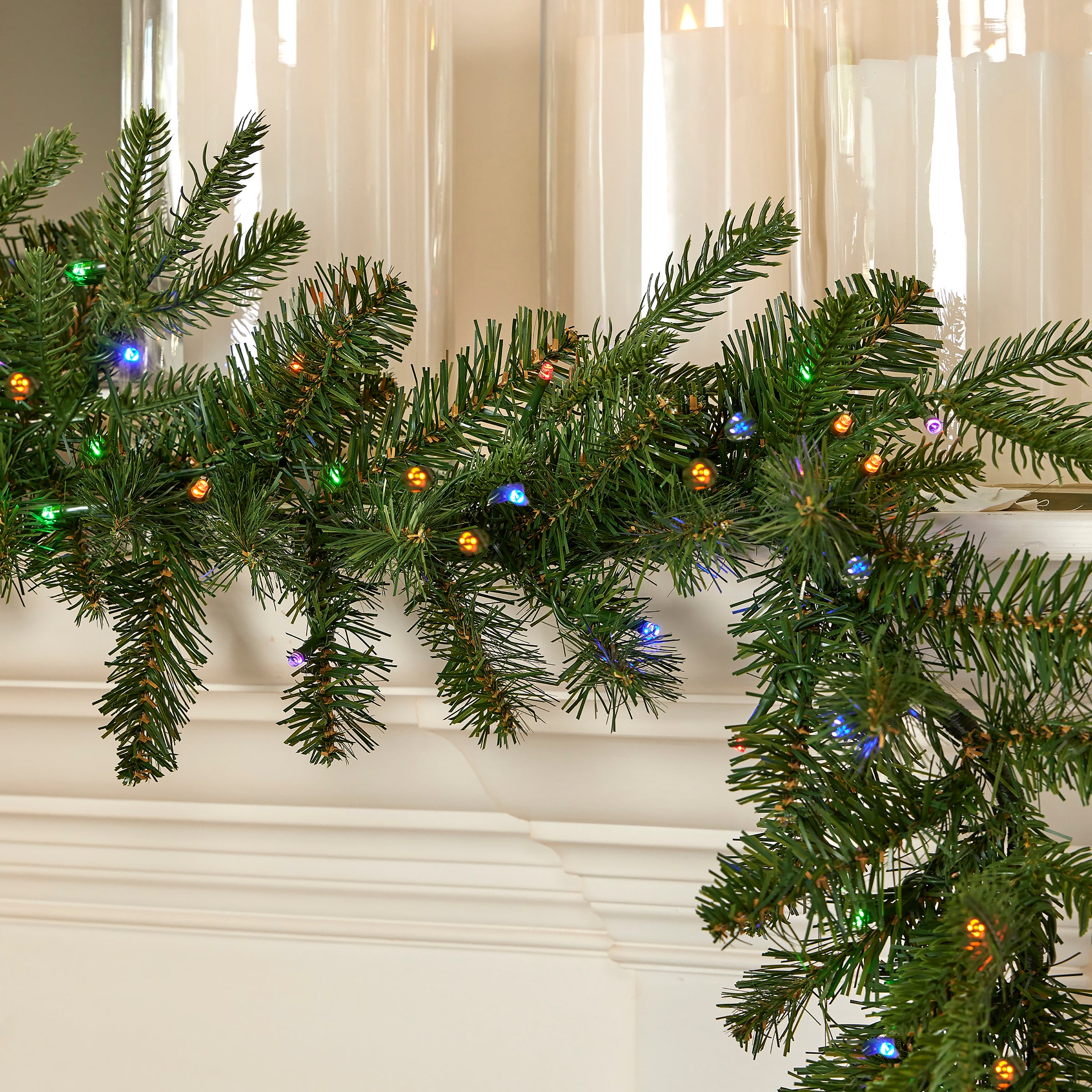 Dakota Pine 6ft Garland, 50 Dual LEDs Lights w/ 9 Functions (Battery-Operated)