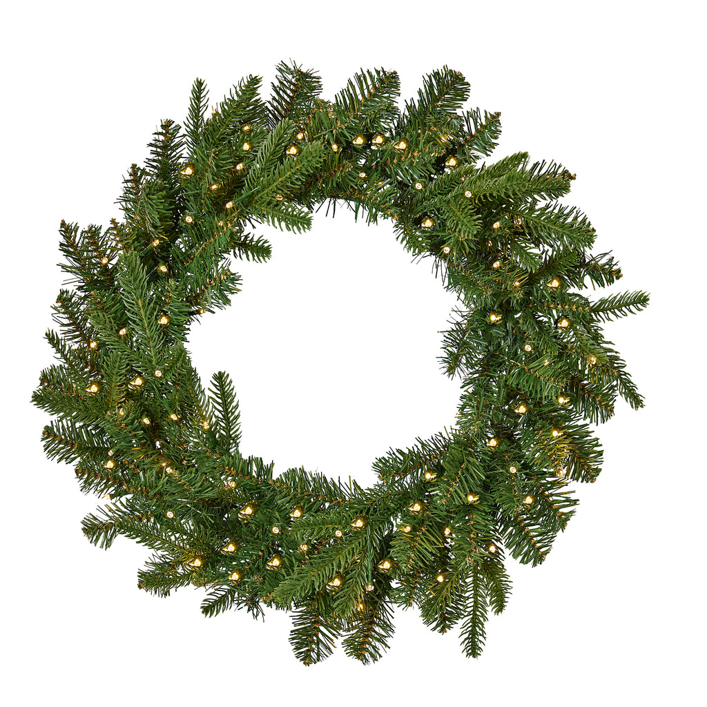 Dakota Pine 24in Wreath, 50 Dual LED Lights w/ 9 functions (Battery-Operated)