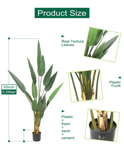 Artificial Potted Canna Palm Tree 63in