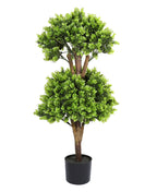 Artificial Potted Boxwood Double Ball Topiary 35in