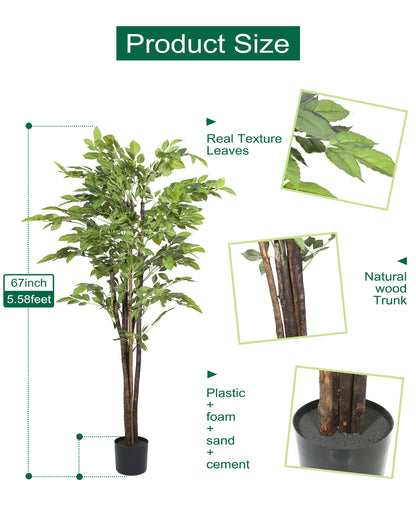 Artificial Potted Ficus Tree 67in