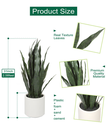 Artificial Potted Snake Plant 31in