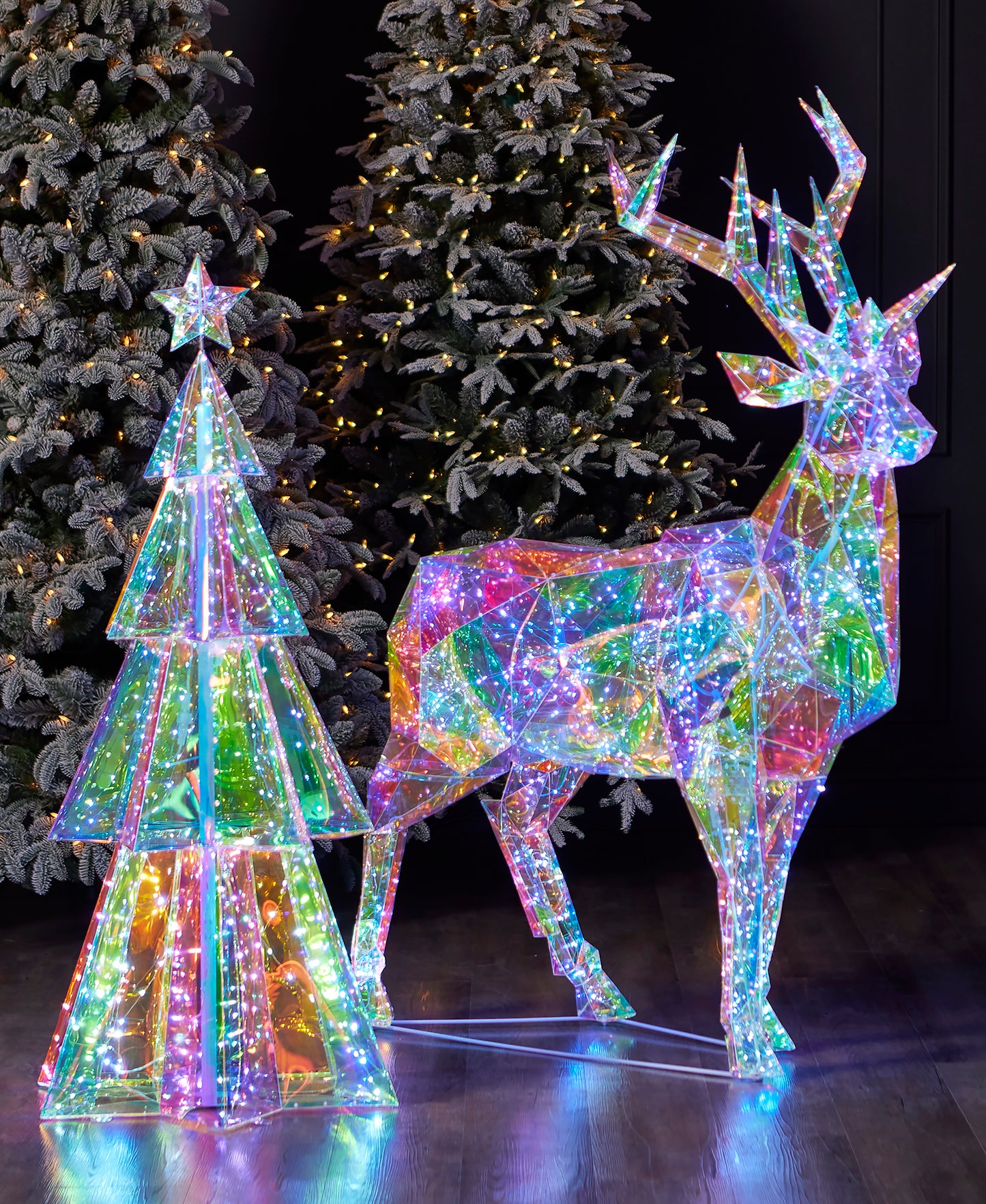 Prismatic Iridescent Christmas Tree 45", LED lights