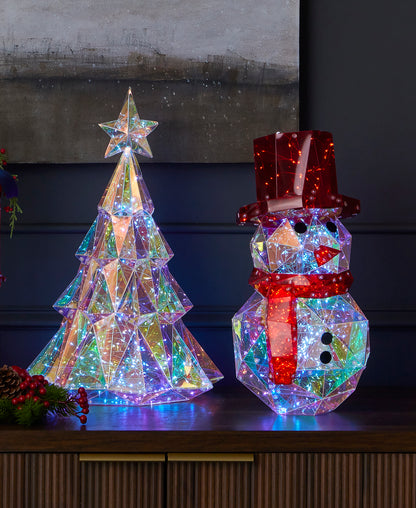 Prismatic Iridescent Snowman 16", LED lights