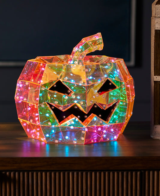 Prismatic Iridescent Pumpkin 12", LED lights