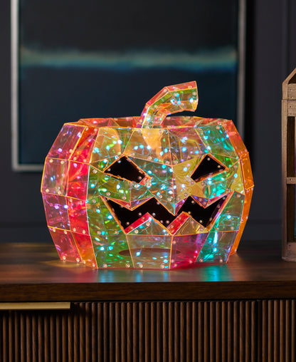 Prismatic Iridescent Pumpkin 16", LED lights