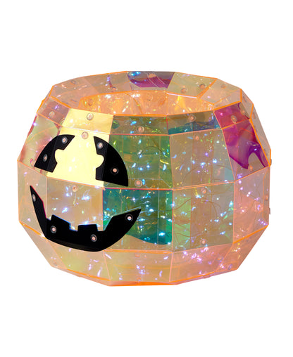 Prismatic Iridescent Pumpkin Candy Box 9", LED lights