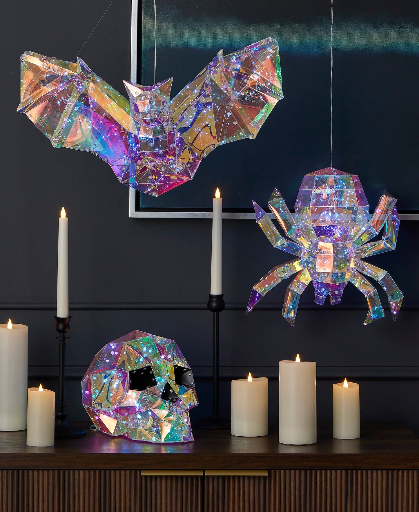 Prismatic Iridescent Spider 14", LED lights