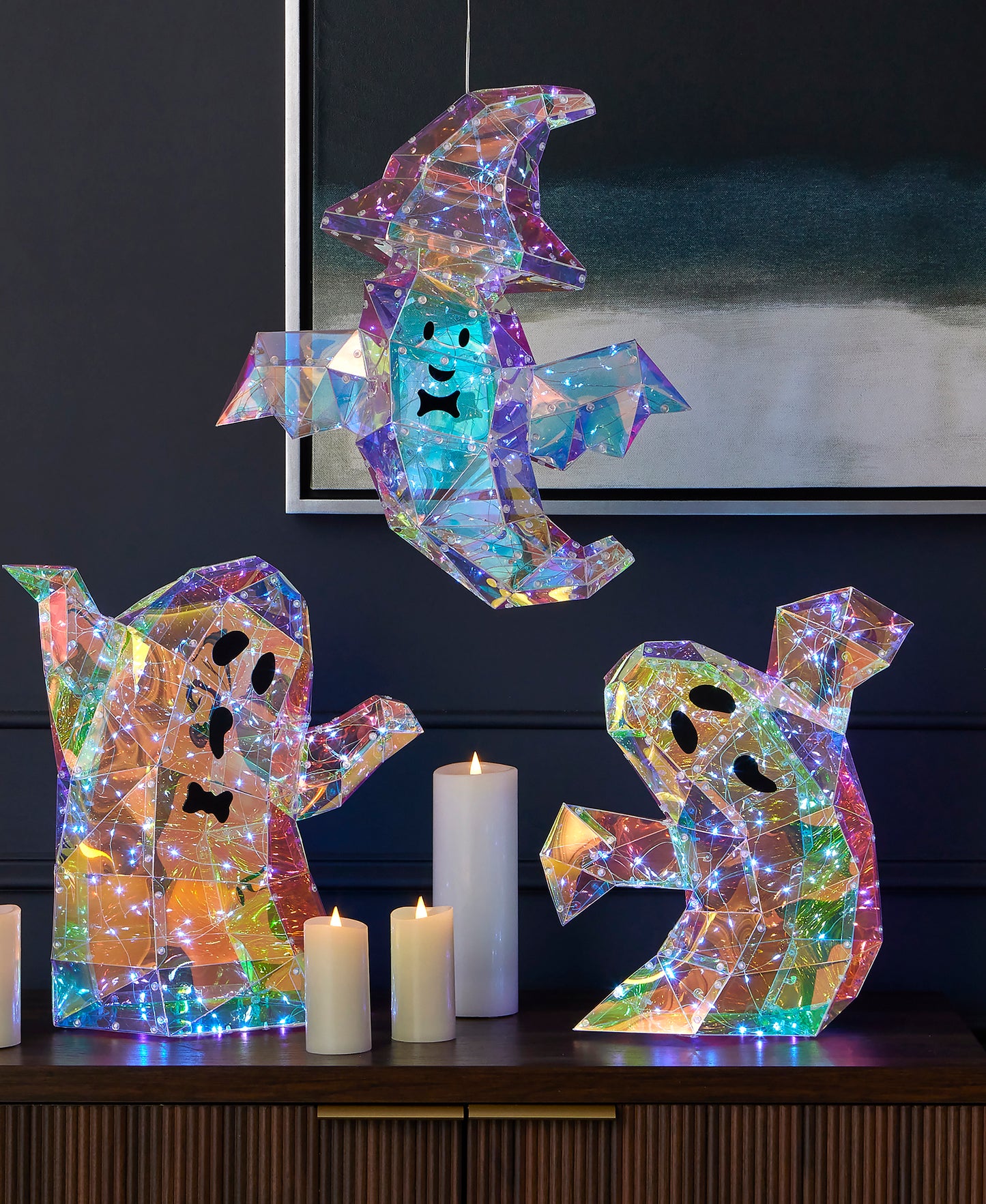 Prismatic Iridescent Spooky Ghost II 16", LED lights