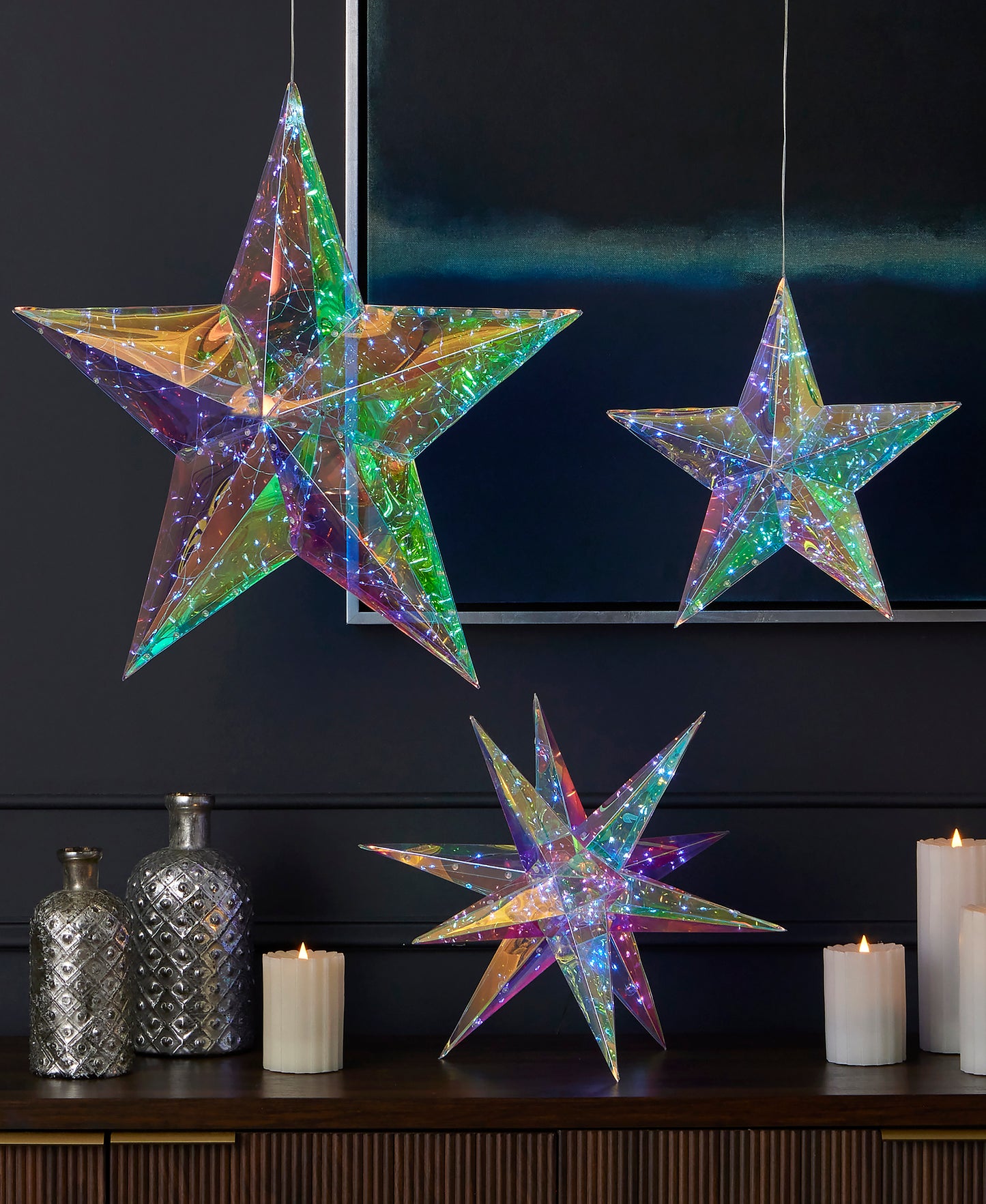 Prismatic Iridescent Traditional Star 24", LED lights