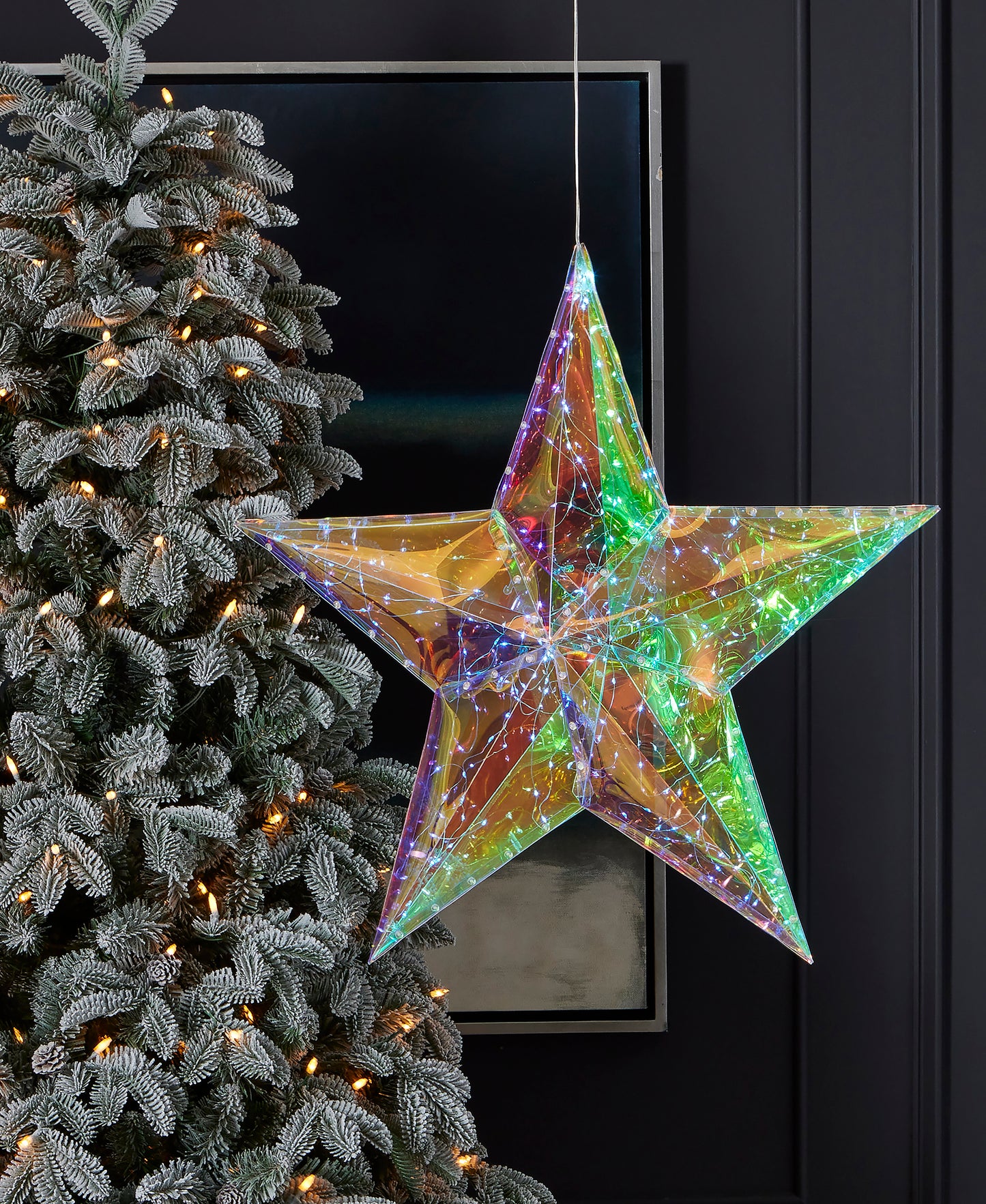 Prismatic Iridescent Traditional Star 24", LED lights