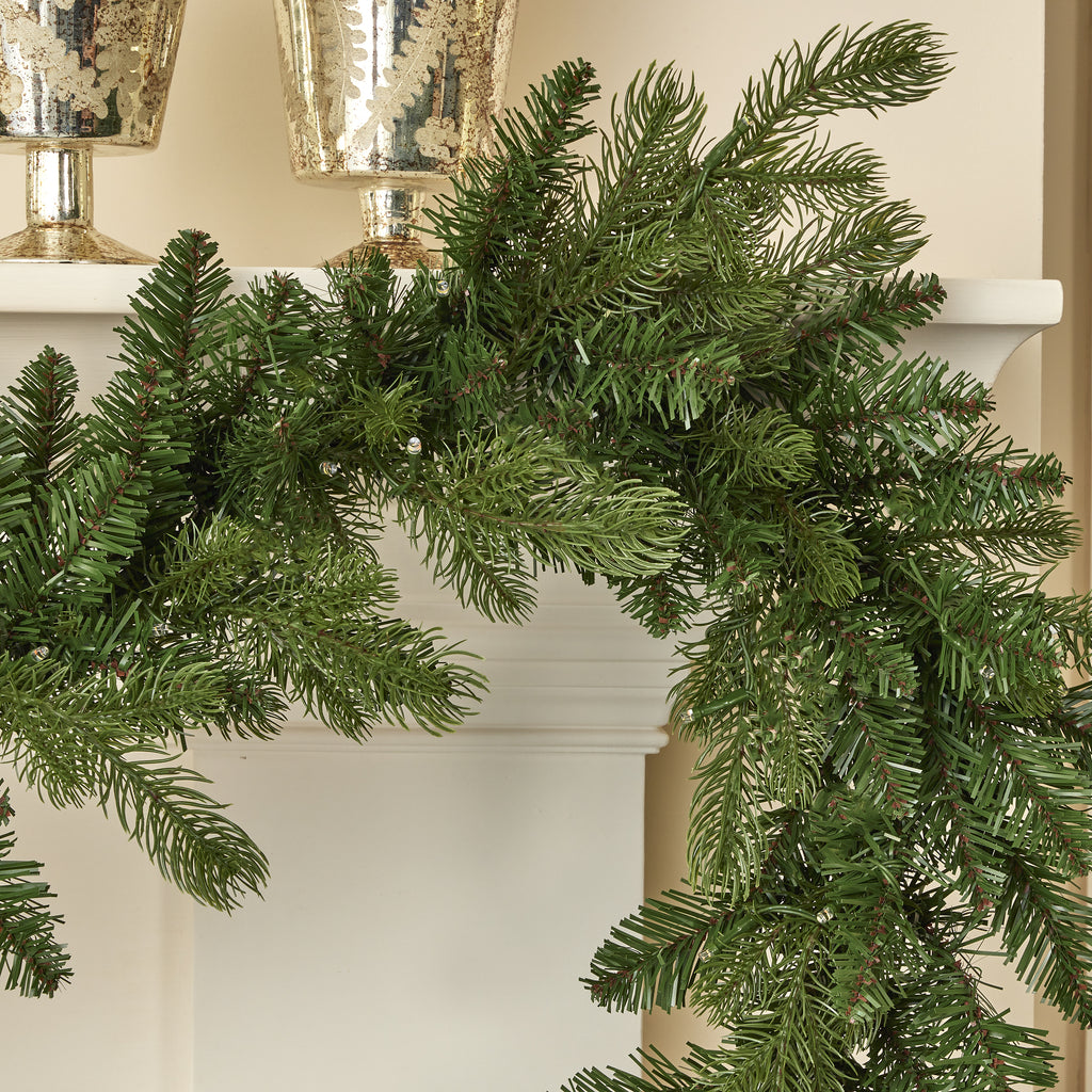 Palmetto Pine 6ft Garland Pre-lit with 50 Dual LED lights and 9 Functions (Battery-Operated)