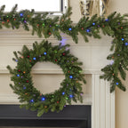 Palmetto Pine 24in Wreath Pre-lit with 50 Dual LED lights and 9 Functions (Battery-Operated)