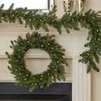 Palmetto Pine 6ft Garland Pre-lit with 50 Dual LED lights and 9 Functions (Battery-Operated)