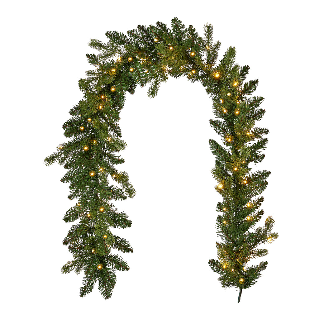 Palmetto Pine 6ft Garland Pre-lit with 50 Dual LED lights and 9 Functions (Battery-Operated)