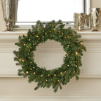 Palmetto Pine 24in Wreath Pre-lit with 50 Dual LED lights and 9 Functions (Battery-Operated)