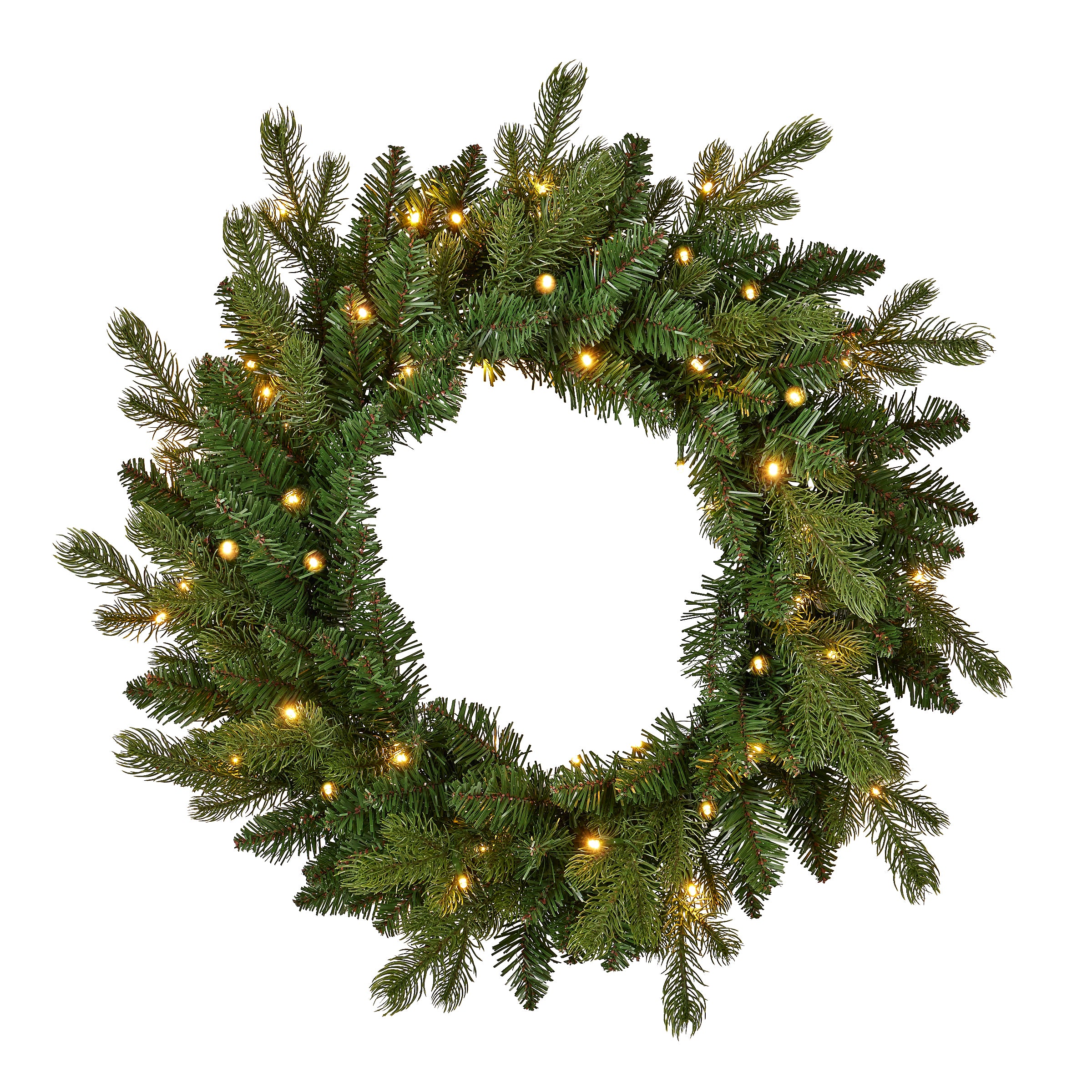 Palmetto Pine 24in Wreath Pre-lit with 50 Dual LED lights and 9 Functions (Battery-Operated)