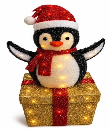 Penguin Present Prelit Outdoor Decoration