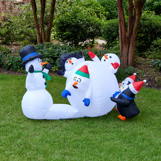 Winter Fun Snowman & Penguin Inflatable