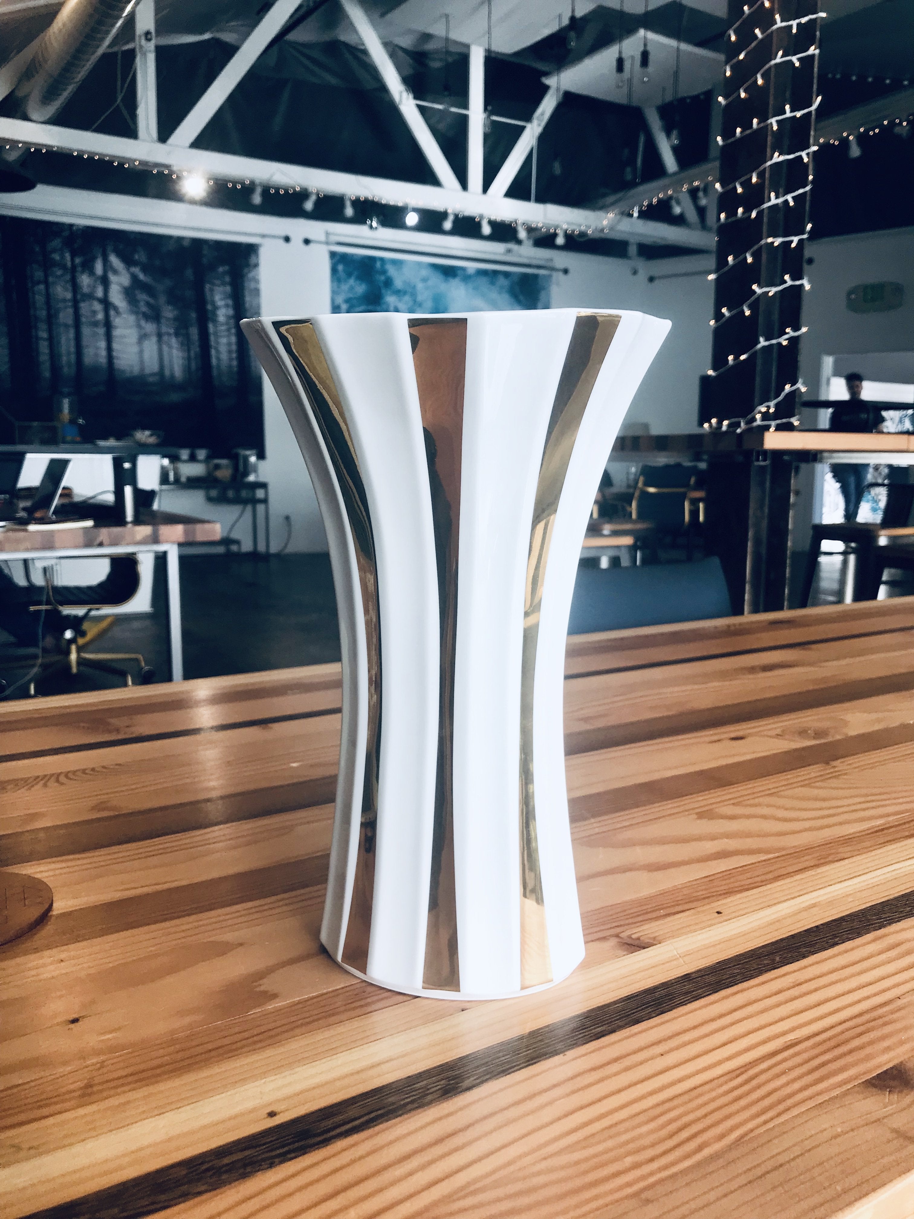 Gold Stripe Porcelain Vase