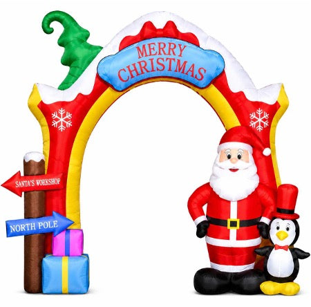 Santa & Penguin Archway Outdoor Inflatable