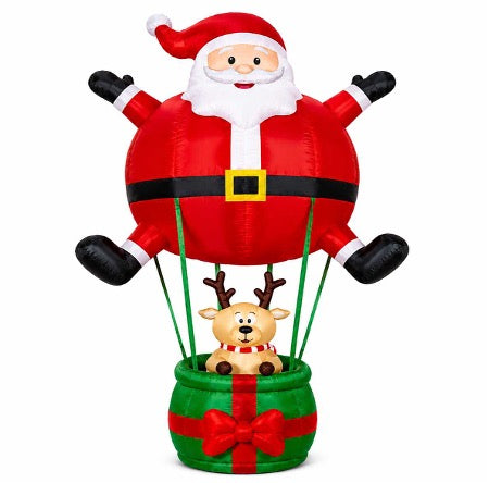 Santa & Reindeer Hot Air Balloon Outdoor Inflatable