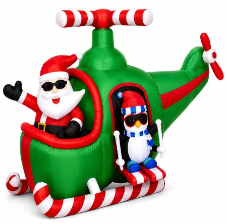 Santa & Penguin Helicopter Outdoor Inflatable