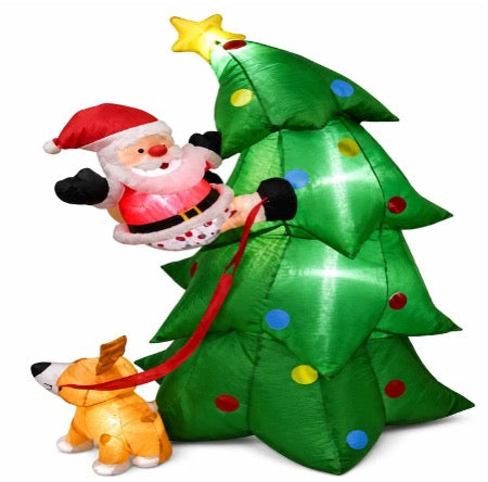 Santa & His Dog Outdoor Inflatable
