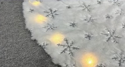 Vivvi App-Based Customizable, White Snowflake Tree Skirt with Color-Changing LED Lights, 42" diameter