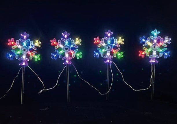Vivvi App-Based Customizable, Color-Changing 18" Snowflake Path Lights - Set of 4