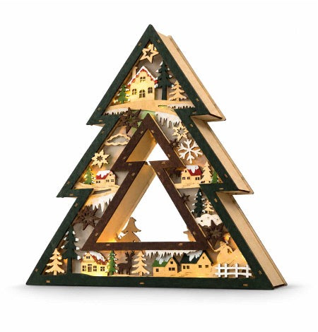 Wooden Christmas Tree Scene