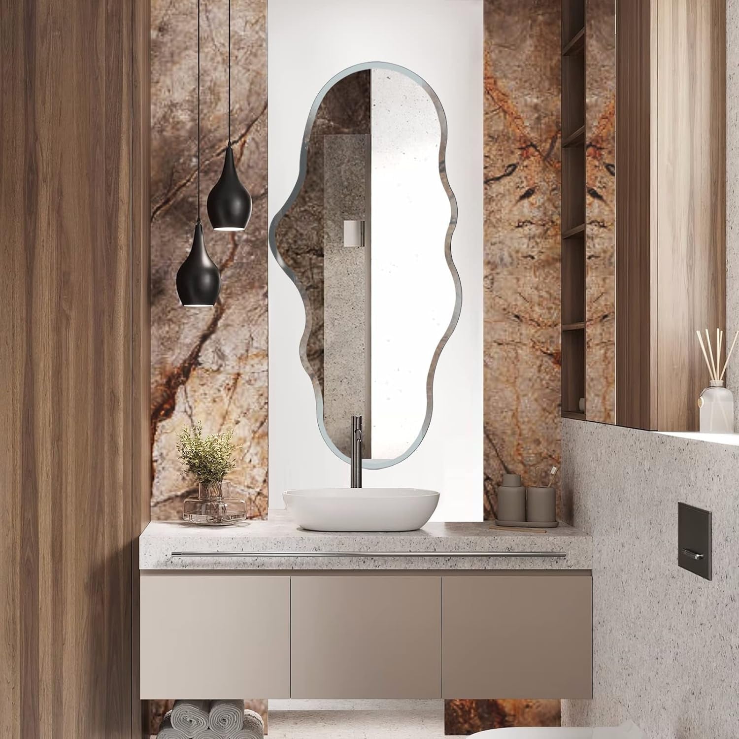 Full Length Wall Mounted Mirror 47x23 Frameless White