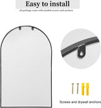 Black Arched Wall Mirror 42x24 Inches With Iron Frame