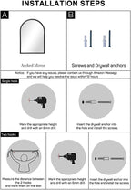 Black Arched Wall Mirror 42x24 Inches With Iron Frame