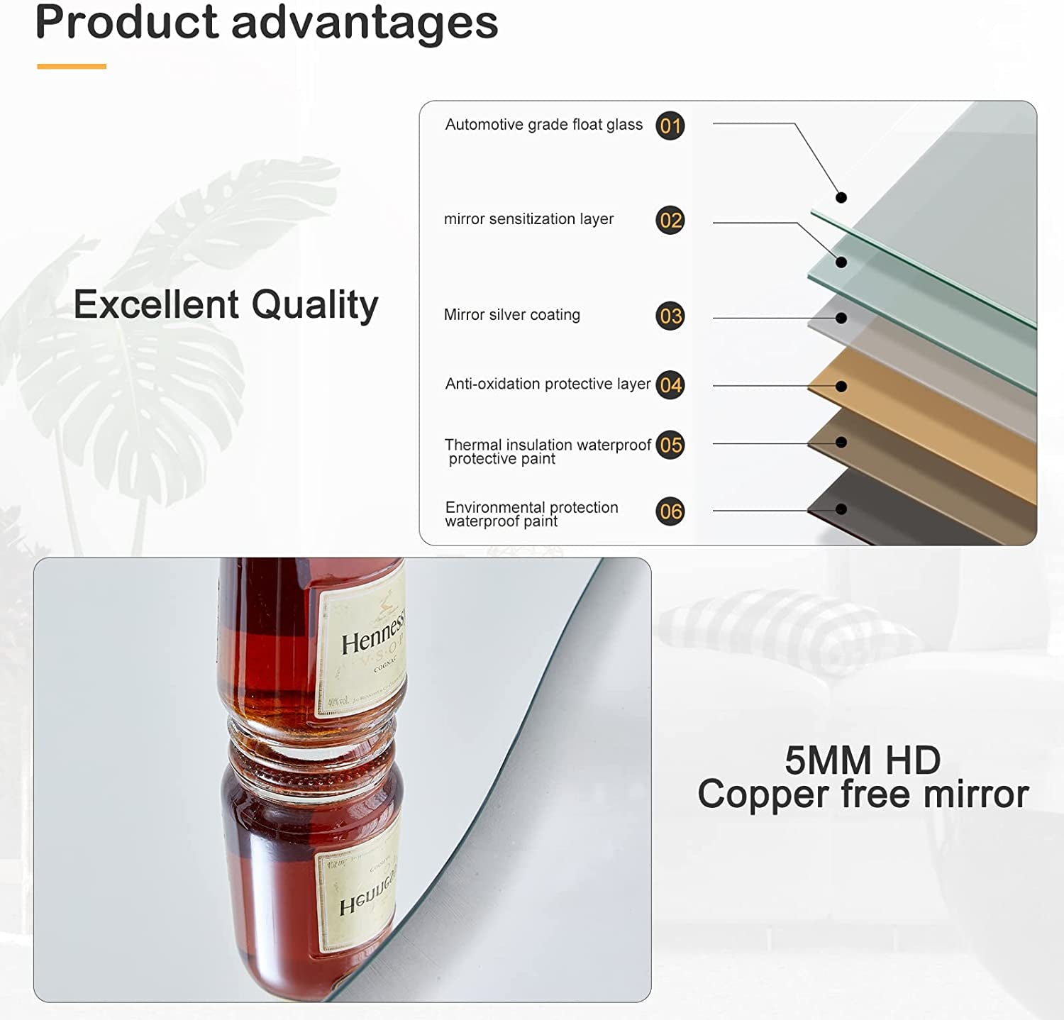 63" X 24" White Full Length Mirror Wooden Frame