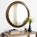 Walnut Frame Rustic Wooden Wall Mirror Bedroom Decor