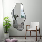 Large Black Irregular Mirror With Asymmetrical Frame