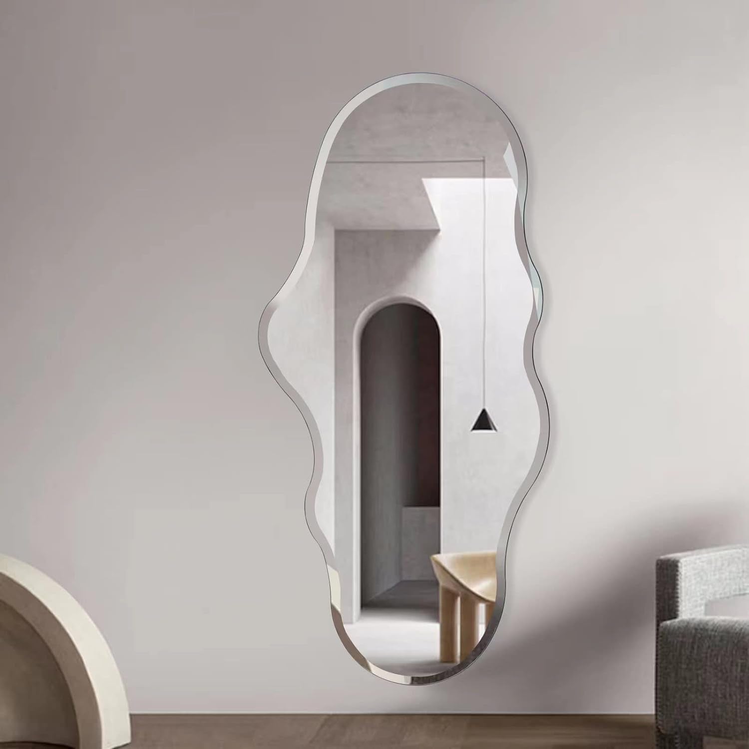 Full Length Wall Mounted Mirror 47x23 Frameless White