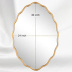 Oval Brushed Gold Mirror 24"x 36" Inch Wall Mounted