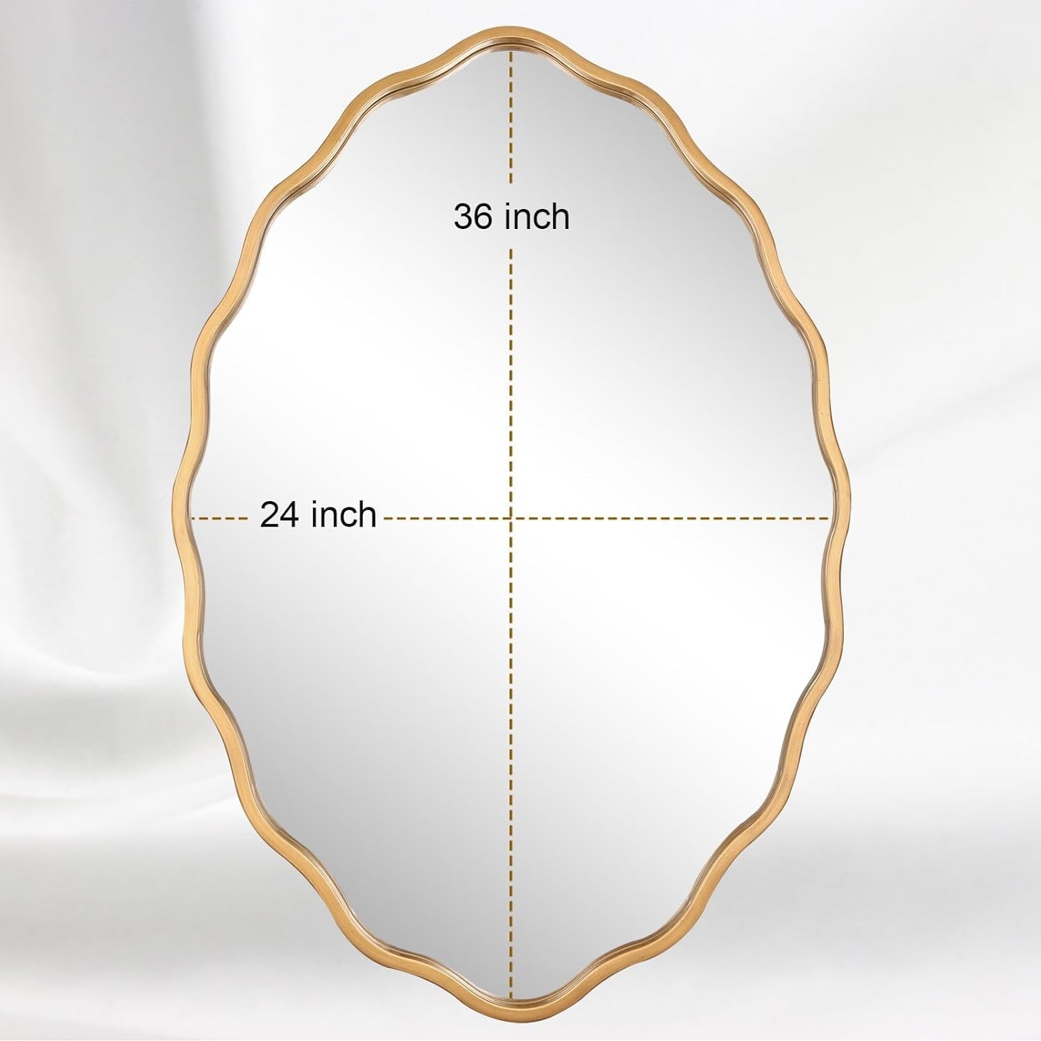 Oval Brushed Gold Mirror 24"x 36" Inch Wall Mounted