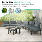 8-Piece Patio Sofa Furniture Set, Half Moon Outdoor Sectional Sofa