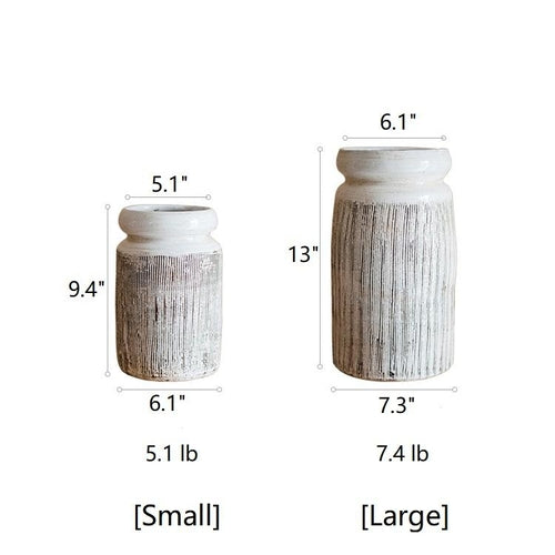 Glazed Ceramic Brown Stripe Vase