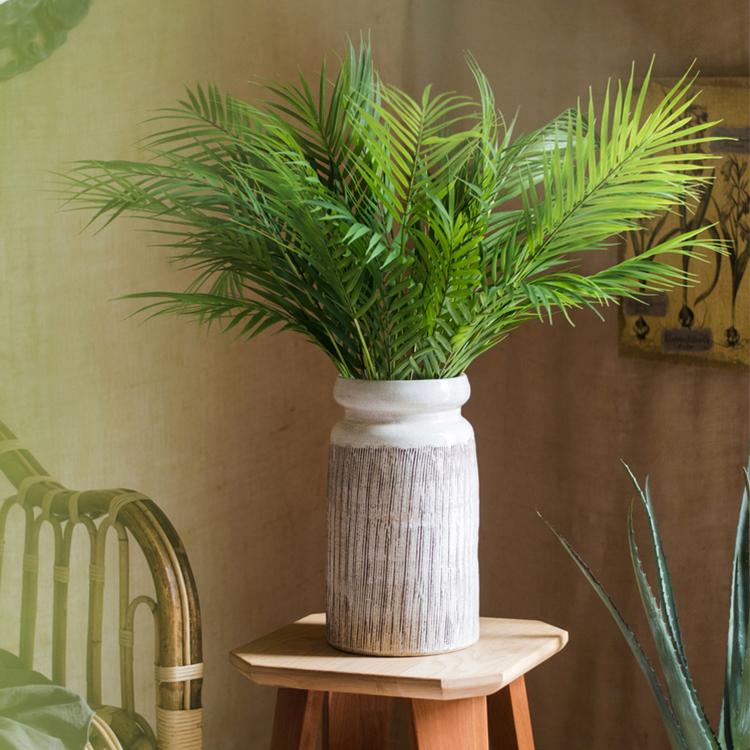 Glazed Ceramic Brown Stripe Vase