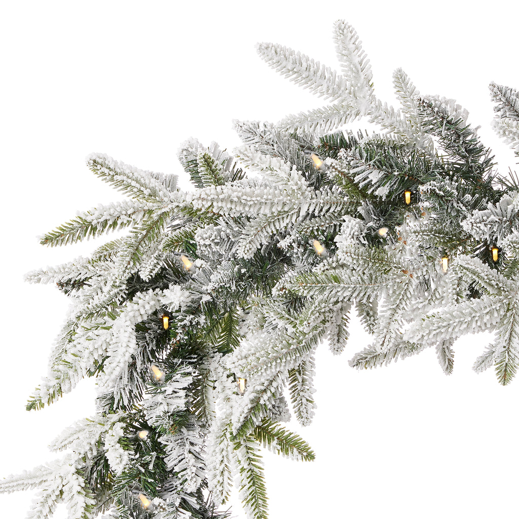 Royal Oaks Flocked Fir 9ft Garland (plug in)