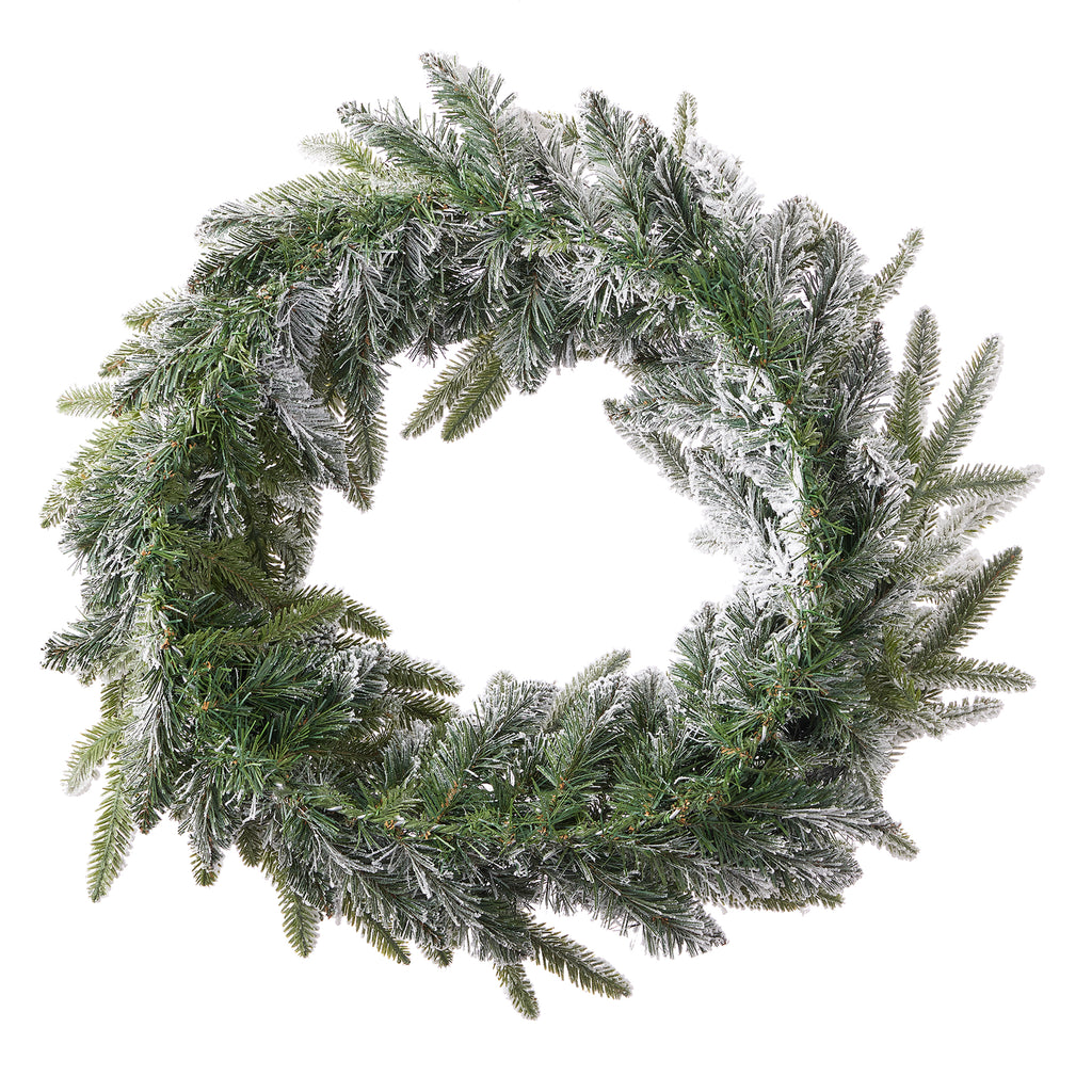 Royal Oaks Flocked Fir 24in Wreath (plug in)