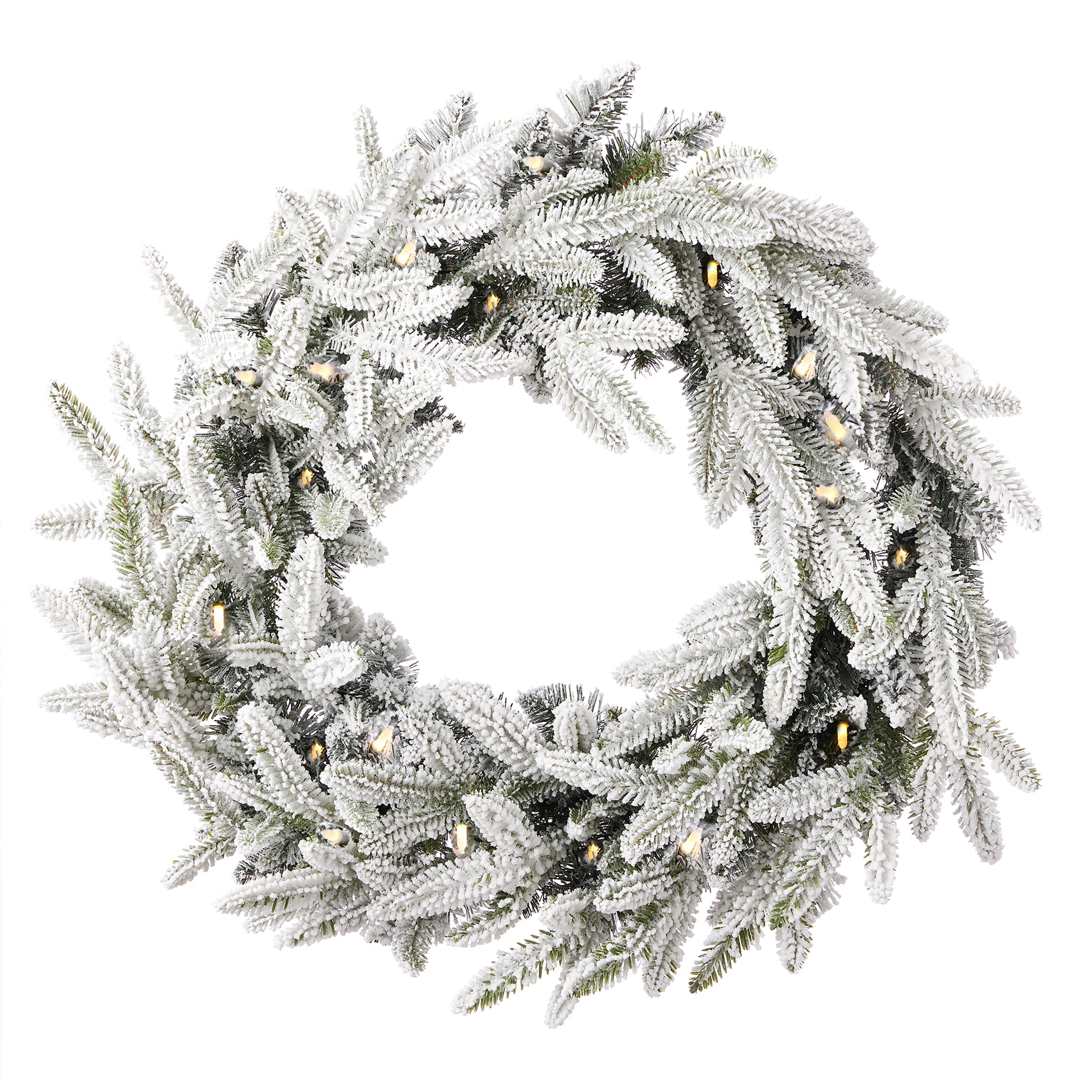 Royal Oaks Flocked Fir 24in Wreath (plug in)