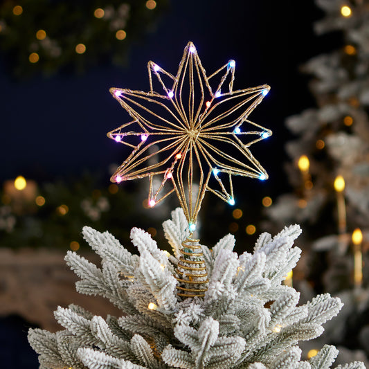 Vivvi App-Based Customizable, Color-Changing 8" Christmas Copper Star Tree Topper