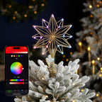 Vivvi App-Based Customizable, Color-Changing 8" Christmas Copper Star Tree Topper