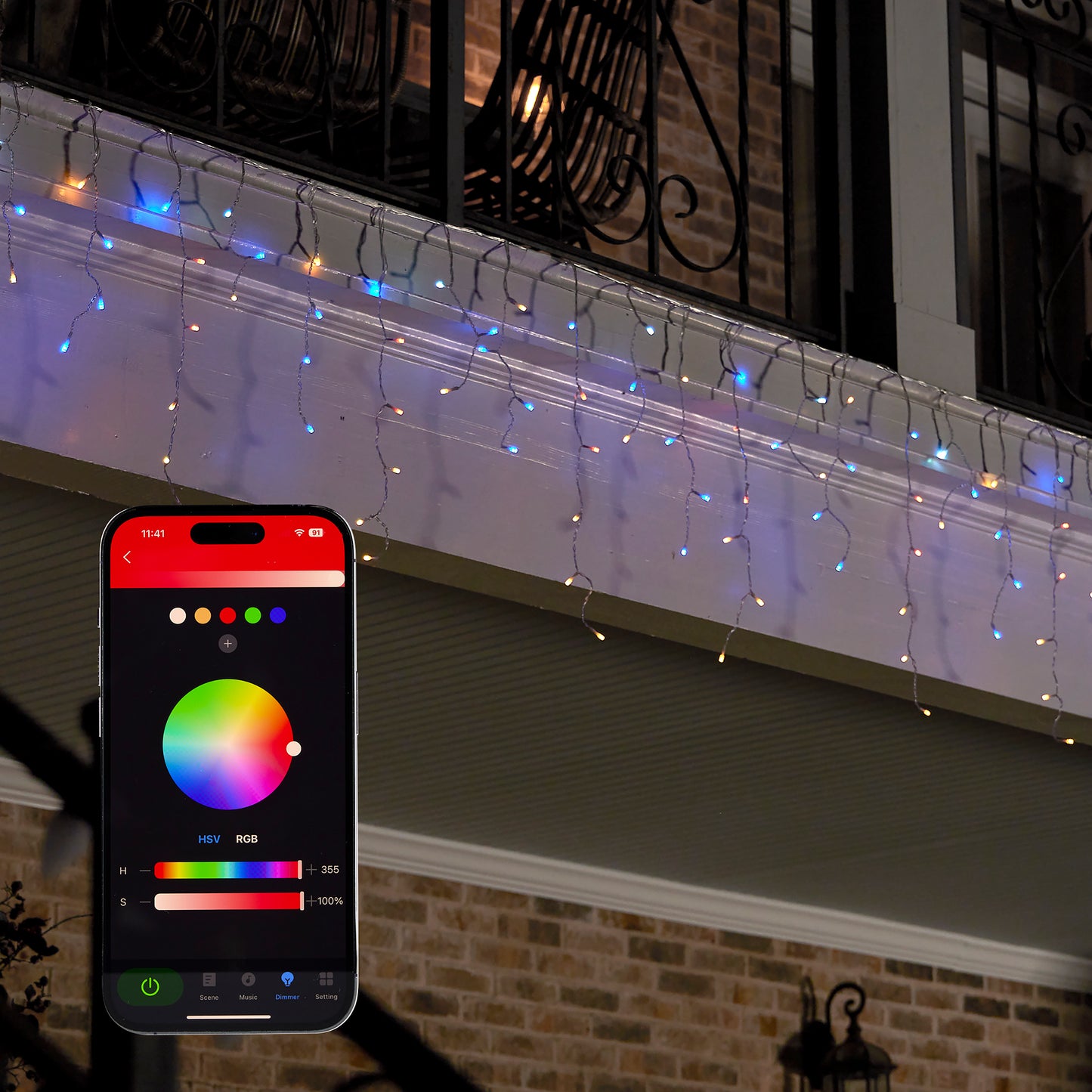 Vivvi App-Based Customizable, Color-changing Icicle Lights - 16 ft. long