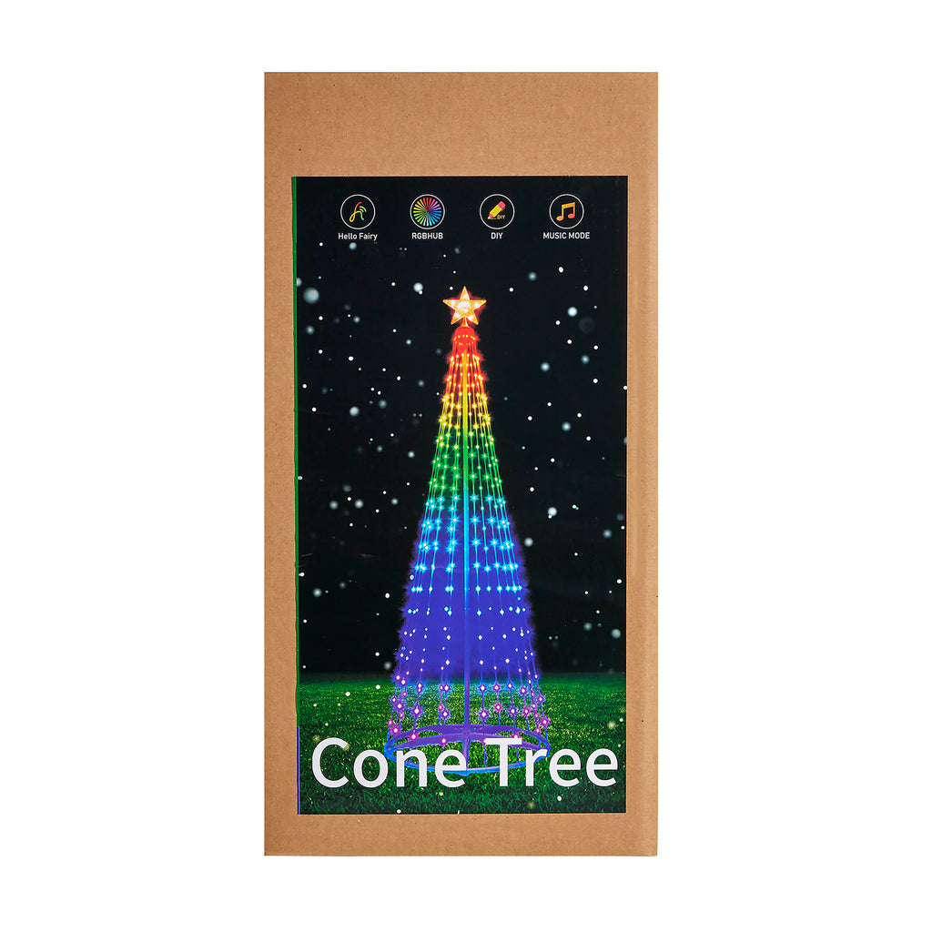 Vivvi App-Based Customizable, Color-Changing Cone Tree, 6 ft. tall